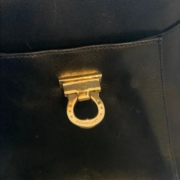 Vintage Pourchet Paris Navy Bag with Structured Design Made in France ๐ซ๐ท - Picture 7 of 15